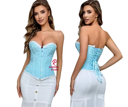 Corset Azul Agua Victoriano - Elegancia Clásica y Confort