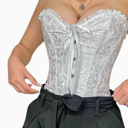 Corset Blanco Victoriano Sobre Busto – Modelador Elegante
