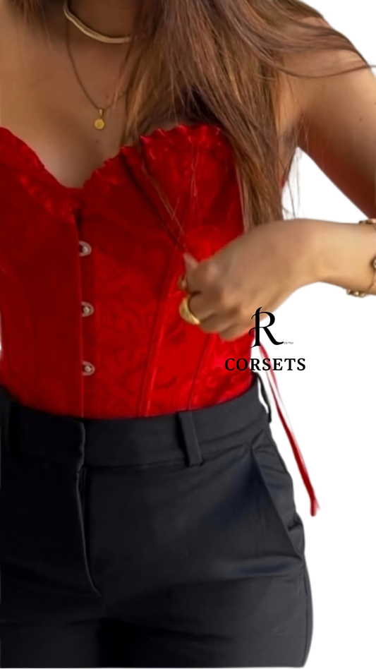 Corsé Rojo de Encaje – Reductor de Cintura, Sexy y Elegante